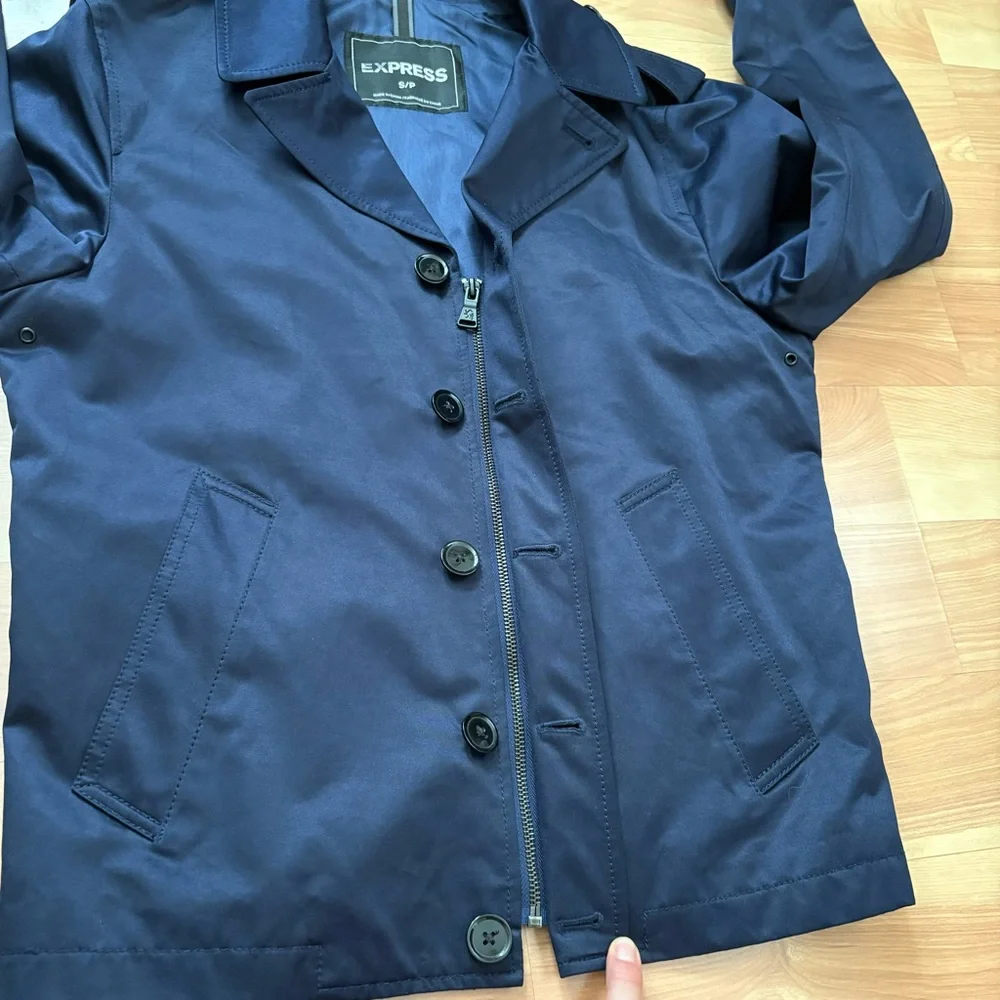 Express Navy Cotton Blend Military Blazer Jacket Size Small Business Casual Prep